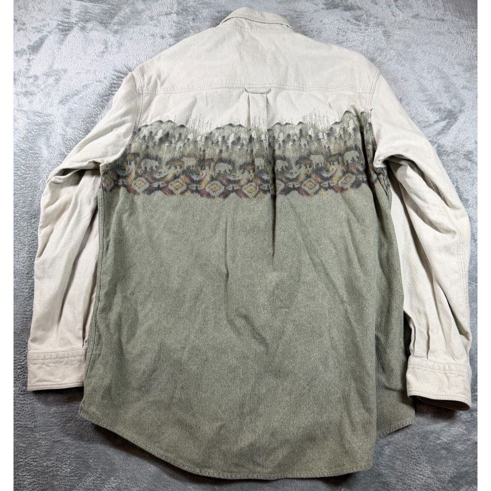 Vtg Woolrich Bear Forest Aztec Western Shirt Men's L Button Front Outdoors 90s - Picture 7 of 7